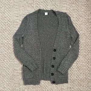 Gap Grey Marl Knit Button Front Cardigan Sweater with Pockets Women Size S